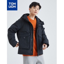 唐狮2021冬季新款羽绒服男后背印花短款上衣外套